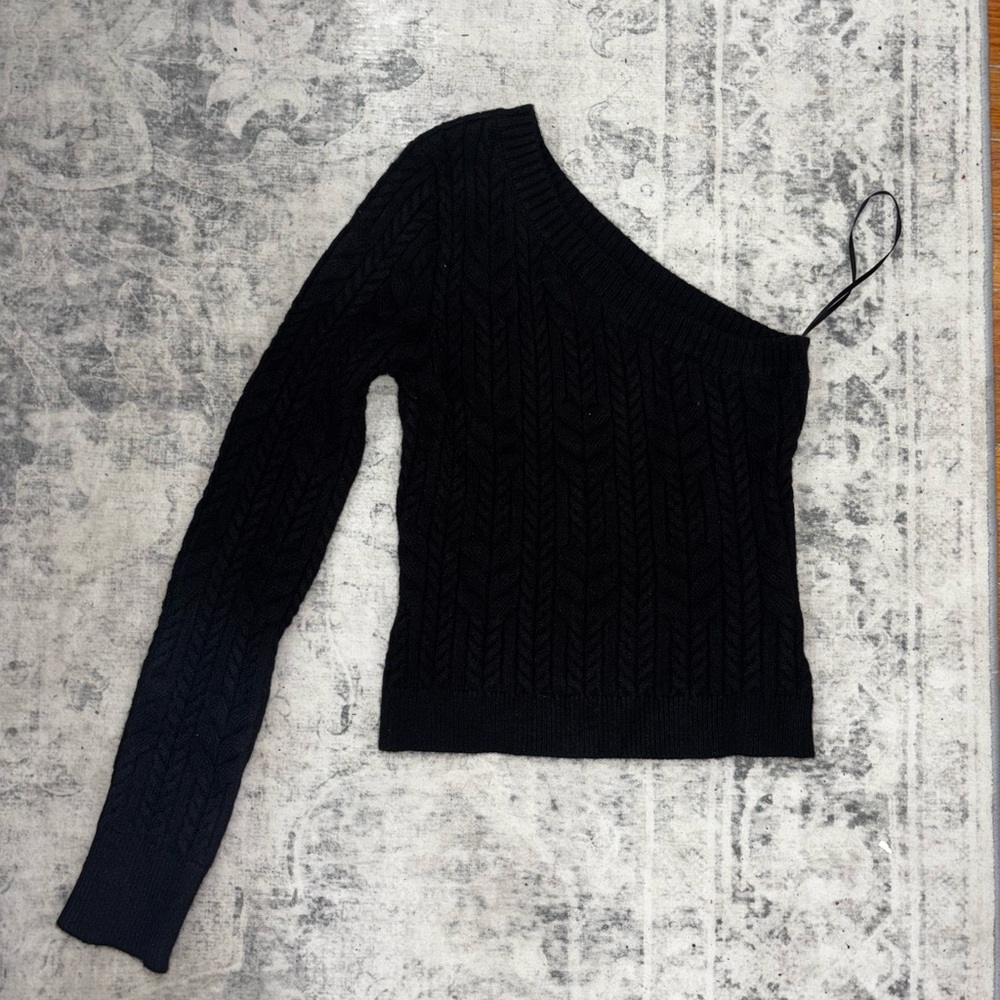 Princess Polly Black One-Shoulder Sweater
